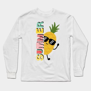 Cute summer pineapple with sunglasses Long Sleeve T-Shirt